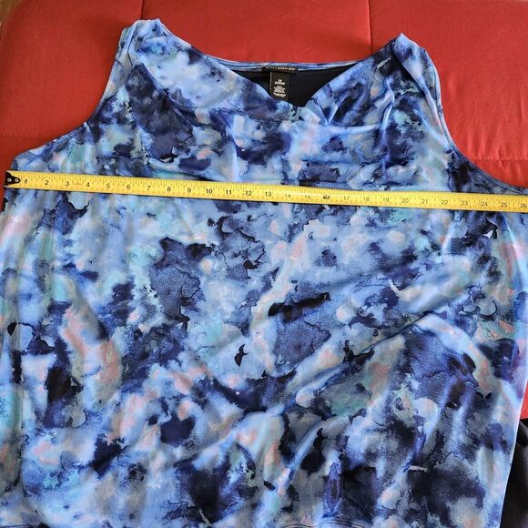Catherines 2pc Cardigan Tank Set Navy Blue Abstract Plus Size 1X 2X - Picture 9 of 13